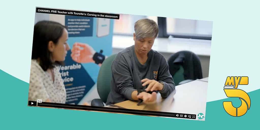 Natalie Davidson tries the Neupulse device during the filming of Channel 5 TV documentary